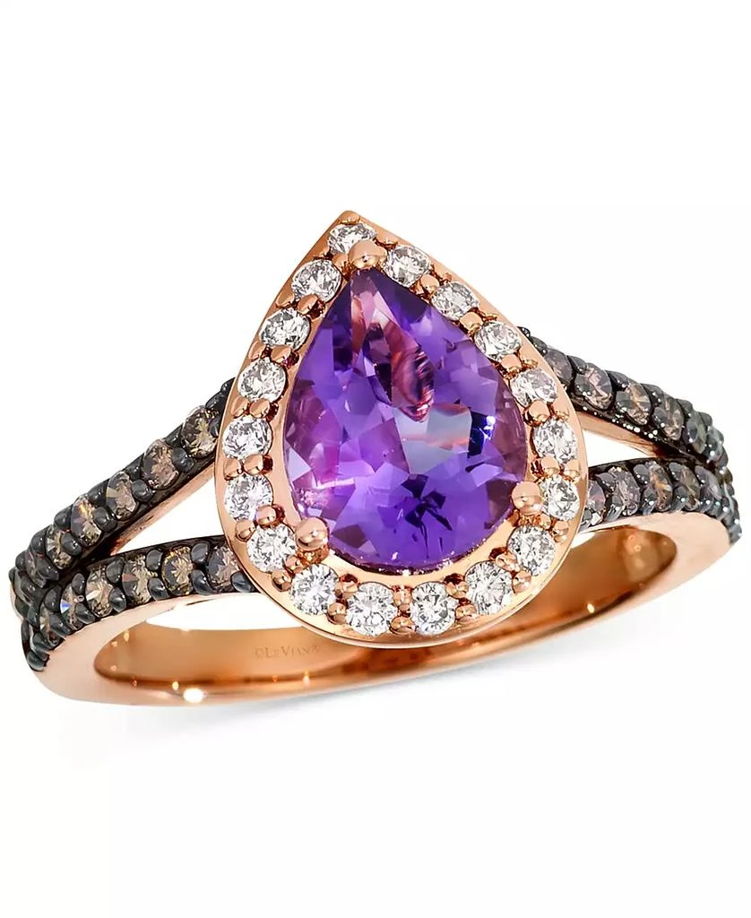 Le Vian Amethyst (1-1/5 ct. t.w.), Nude Diamond (1/4 ct. t.w.) 
Chocolate Diamond (3/8 ct. t.w.) Pear-Shaped Ring in 14k Strawberry Gold