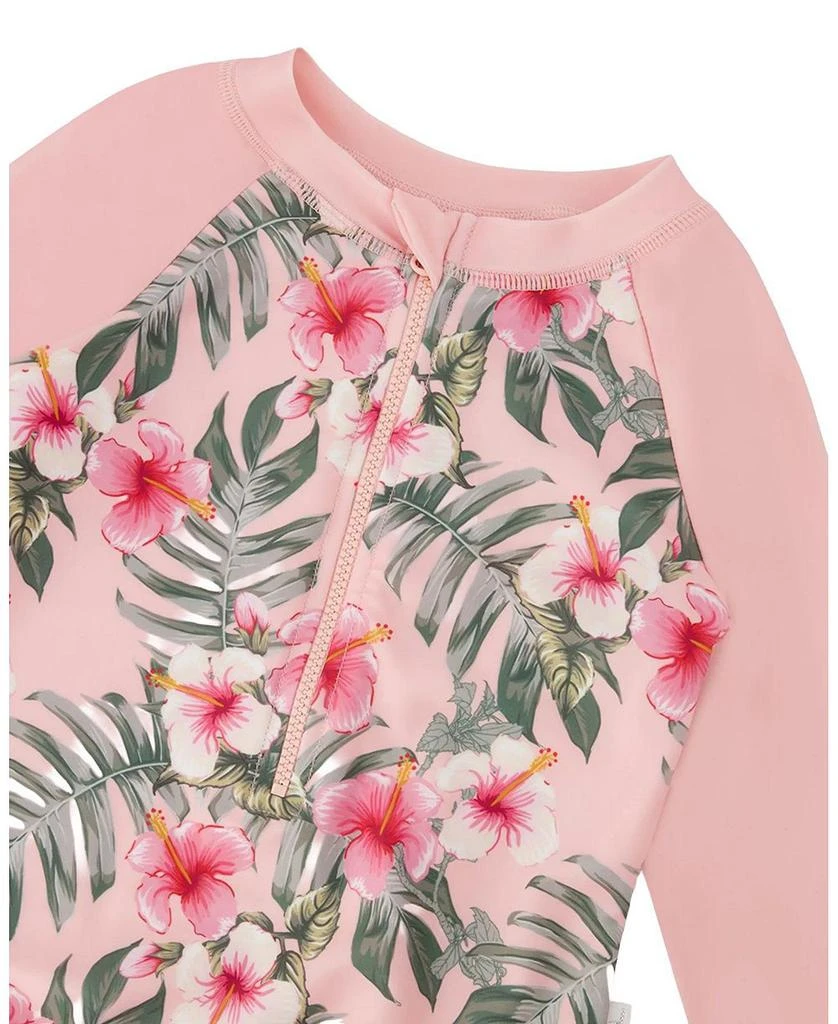 Deux par Deux Girls
 One-Piece Long Sleeve Hibiscus Rashguard - Little Kid 5