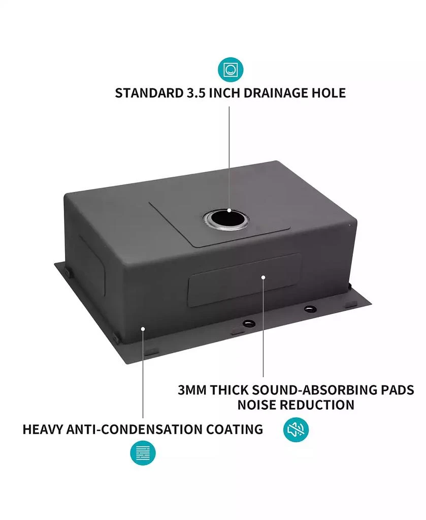 Flynama huluwat 28x22x10inch Gunmetal Black Kitchen Sink Drop In Topmount Stainless Steel 16 Gauge 5