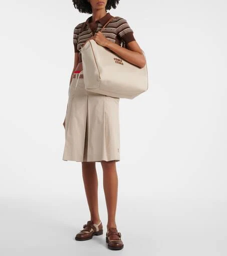 Miu Miu Ivy Large leather-trimmed canvas tote bag 5