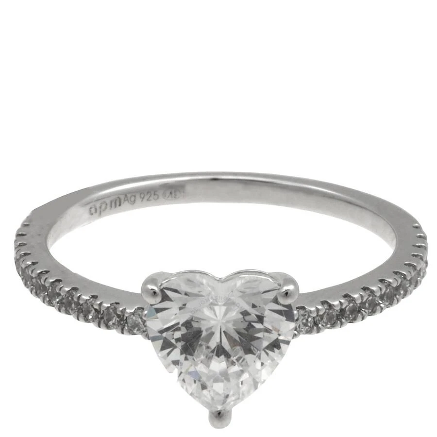 apm Monaco Heart Pave Sterling Silver Ring 1