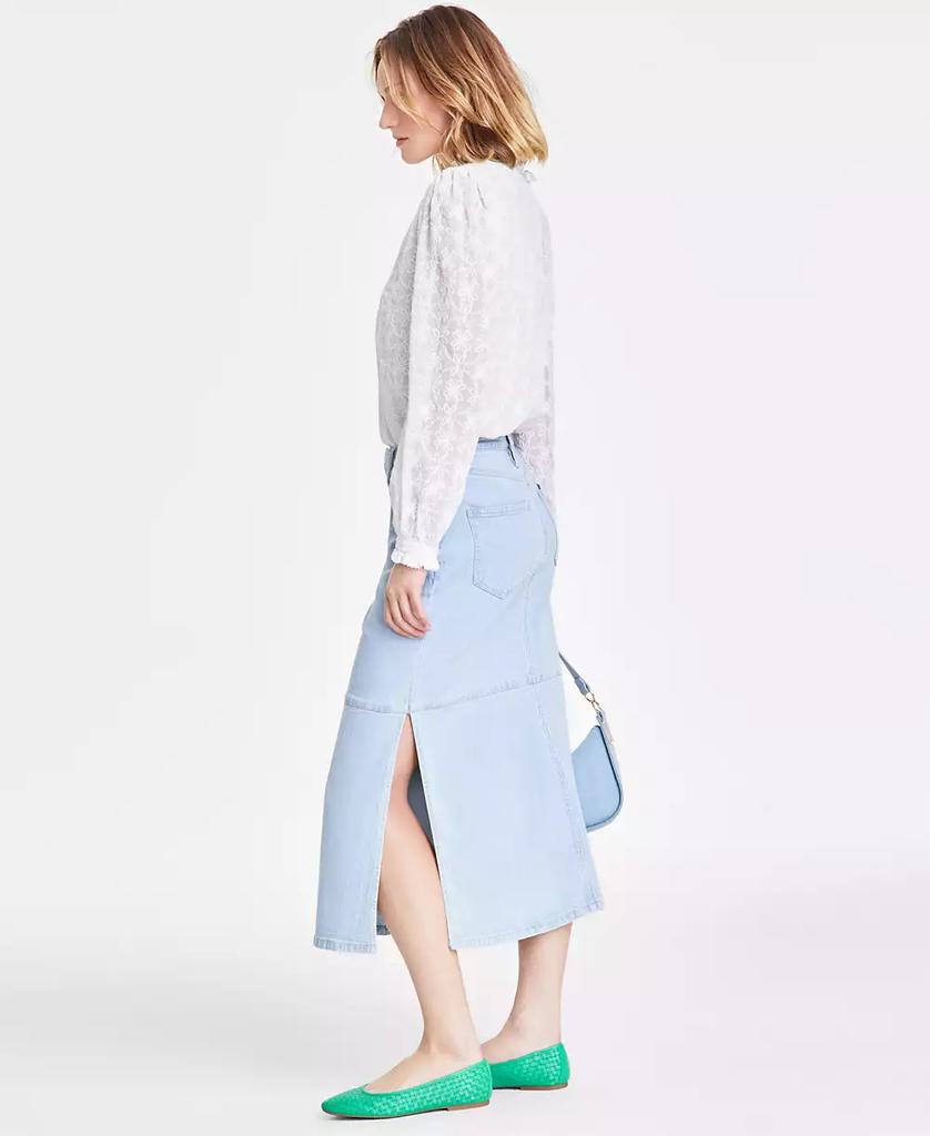 On 34th Women's Split-Seam Denim Midi Skirt, Exclusively at Macy's