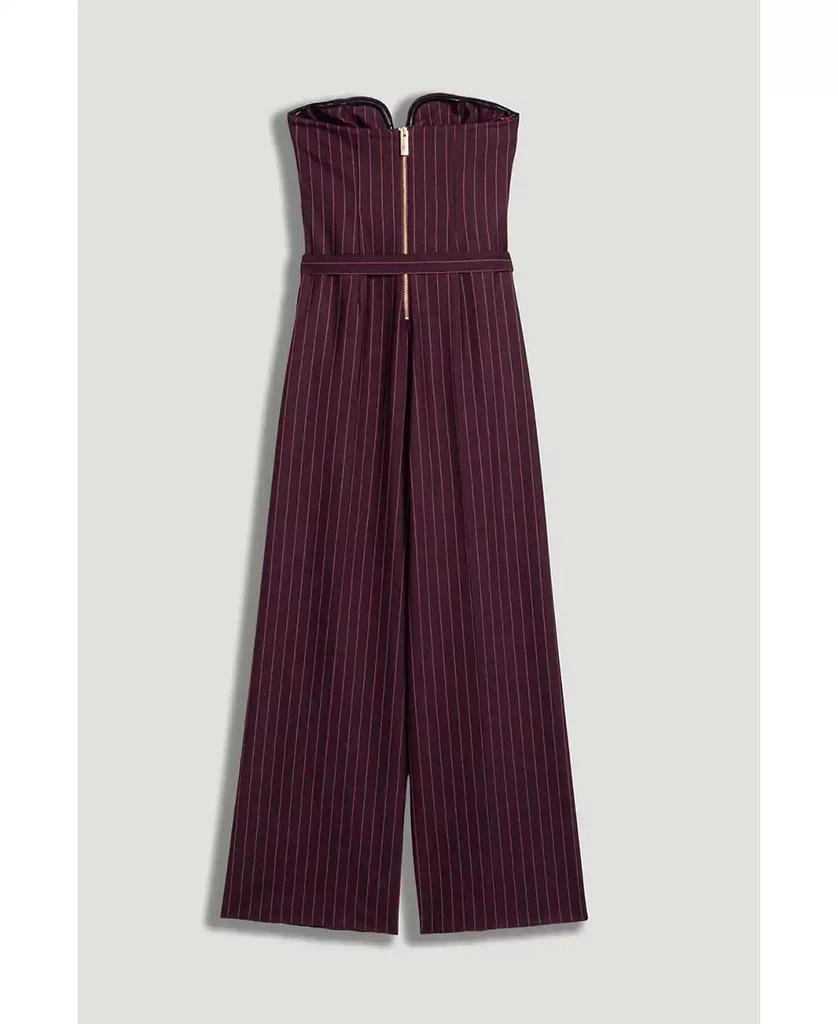 NOCTURNE Women
s Strapless Pinstripe Belted Jumpsuit 8