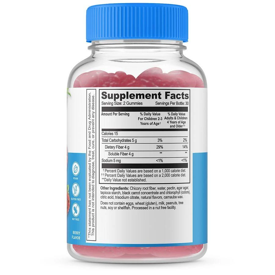 Lifeable Kids Sugar Free Prebiotic Fiber Digestive Support Gummies Berry 3