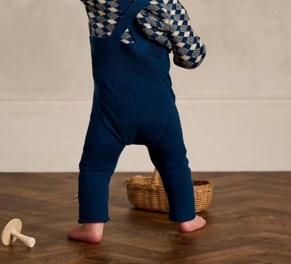 The Bonnie Mob Babys Sweater Set Dungaree Jumpsuit In Navy Mix
