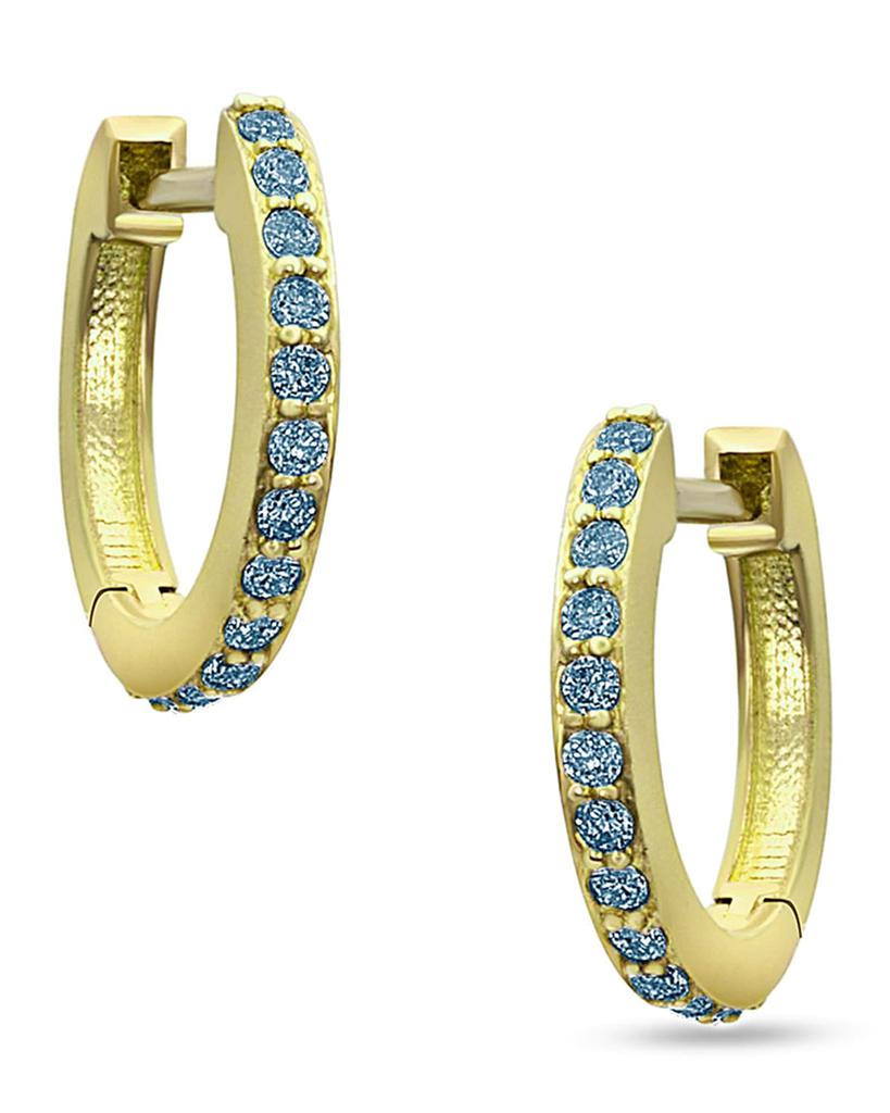 Dominique Cohen 18k Yellow Gold Blue Diamond Huggie Hoop Earrings
