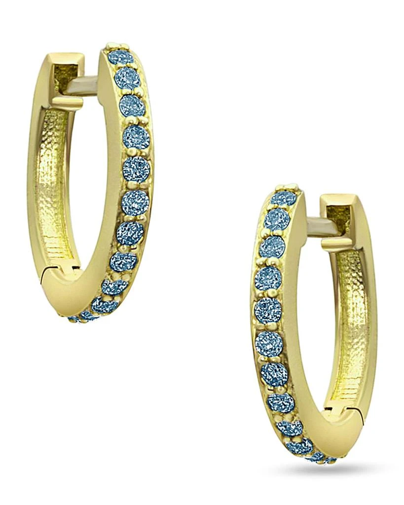 Dominique Cohen 18k Yellow Gold Blue Diamond Huggie Hoop Earrings 1