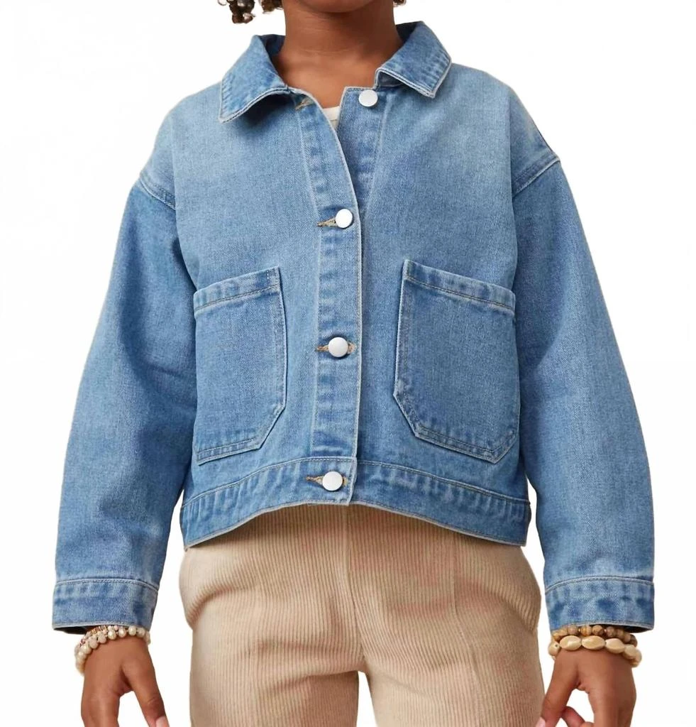Hayden Girls Patch Pocket Chore Jacket In Light Denim