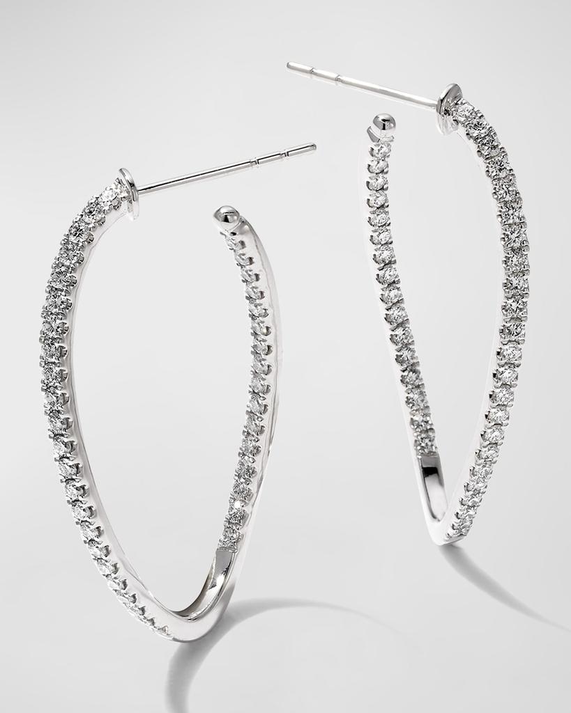 Memoire 18k White Gold Diamond J-Twist Hoop Earrings, 0.99tcw