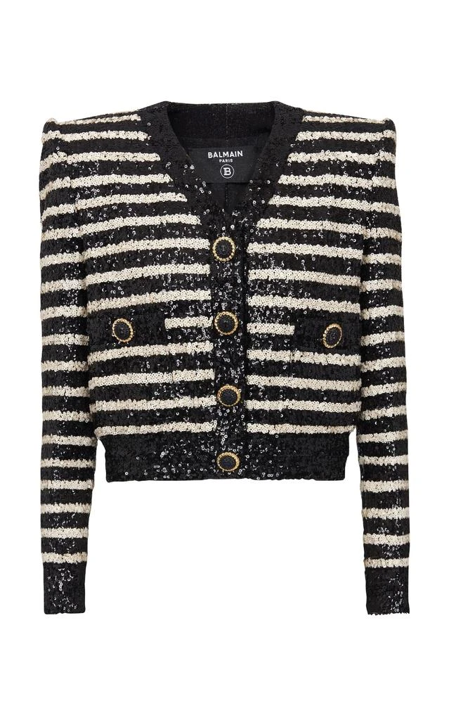 Balmain Balmain - Sequined Knit Jacket - Black/white - FR 40 - Moda Operandi 1