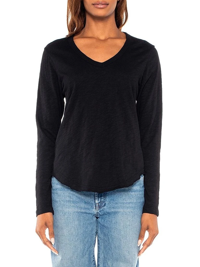 Wilt Long Sleeve V-Neck Raw Hem Shirttail 3