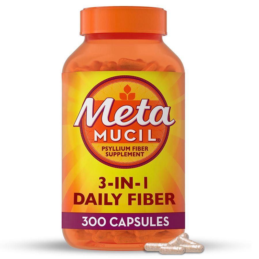 Metamucil 3-in-1 Fiber Capsules, Daily Psyllium Husk Supplement, for Digestive Health