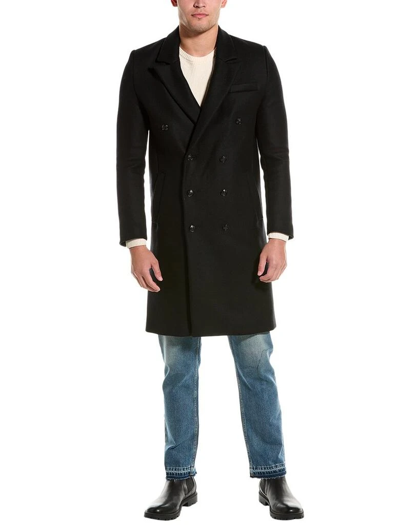 The Kooples Leather-Trim Wool-Blend Trench Coat 3