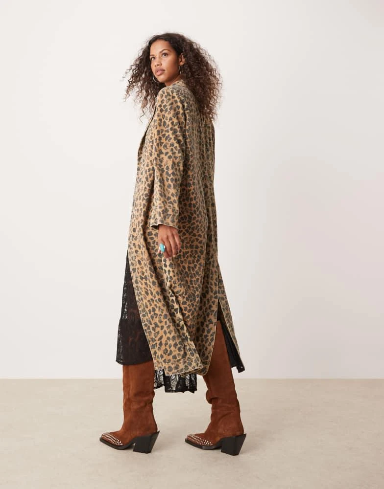 Free People Free People leopard denim duster coat in multi 4