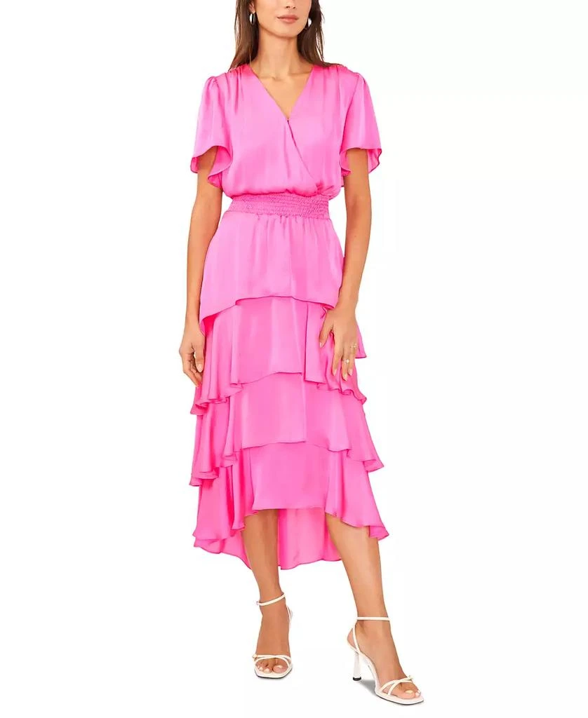 Vince Camuto Women's V-Neck Smock Waist Tiered Layer Dress 1