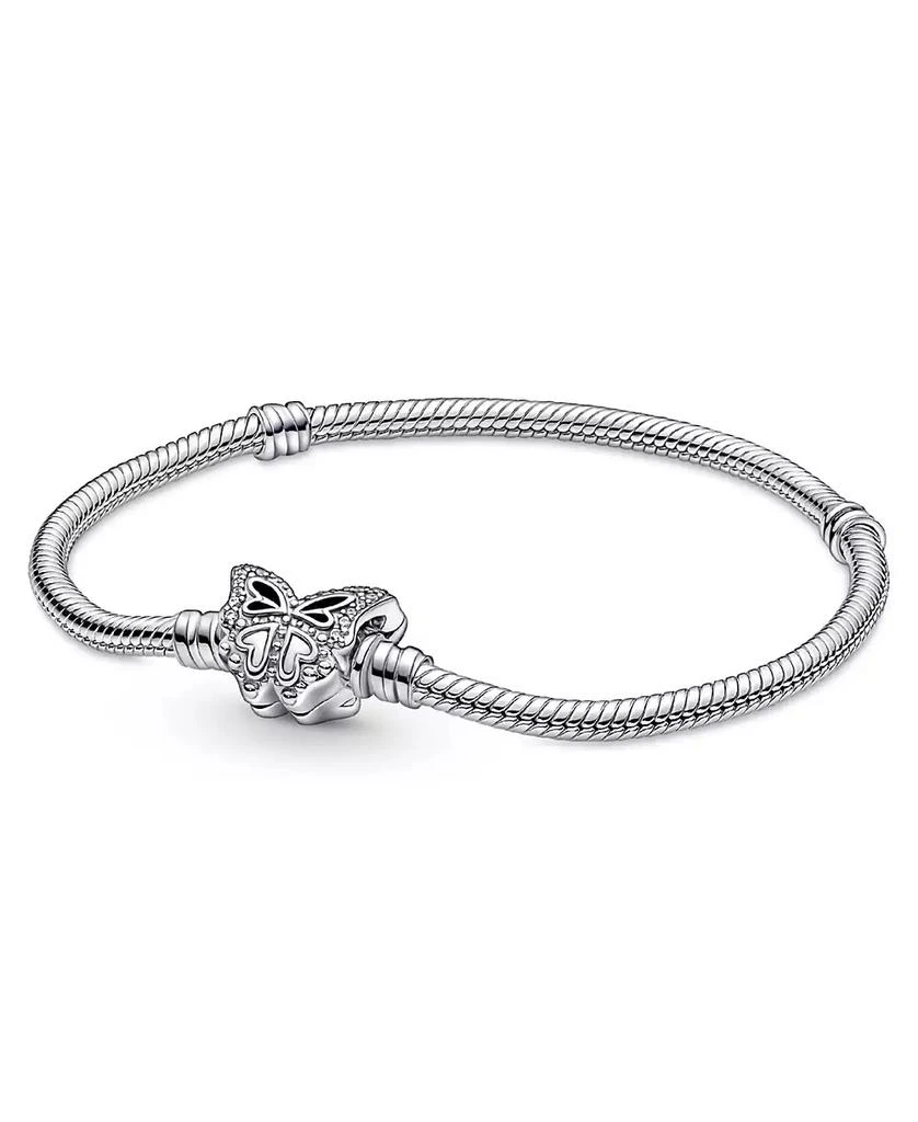 Pandora Moments Cubic Zirconia Butterfly Clasp Snake Chain Bracelet 1