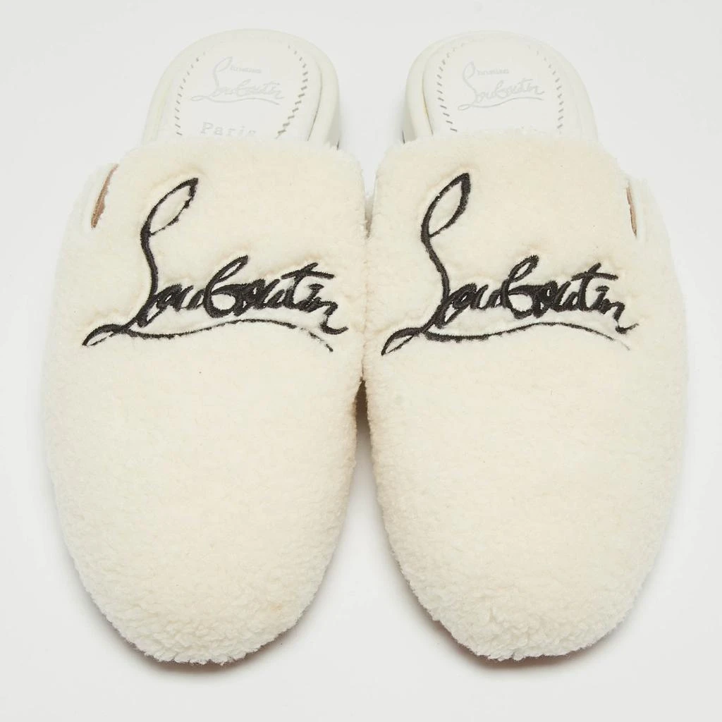 Christian Louboutin Christian Louboutin White Fur Coolito Donna Flat Mules Size 39.5 3