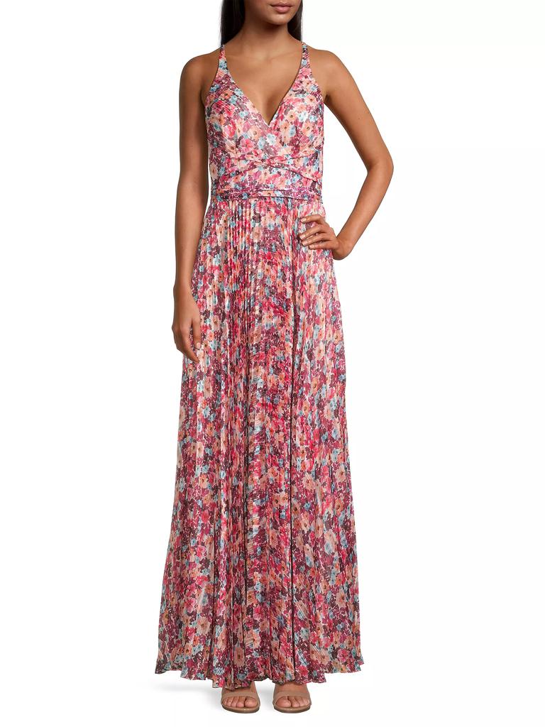 Laundry by Shelli Segal Pleated Floral Maxi Dress