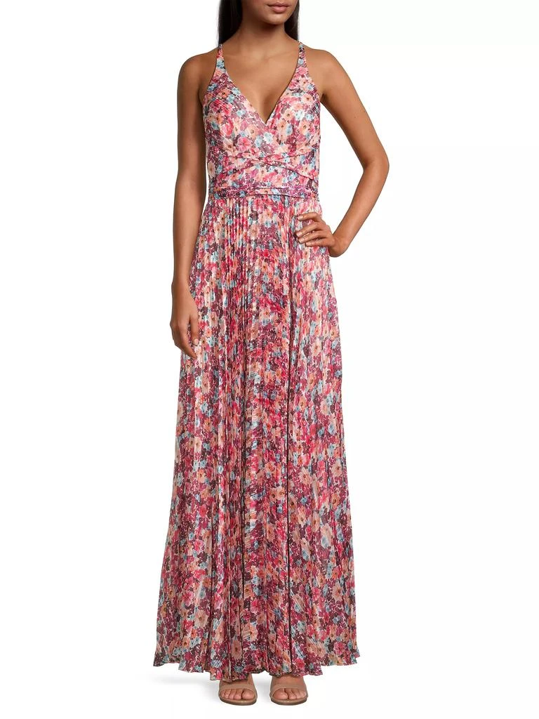 Laundry by Shelli Segal Pleated Floral Maxi Dress 2