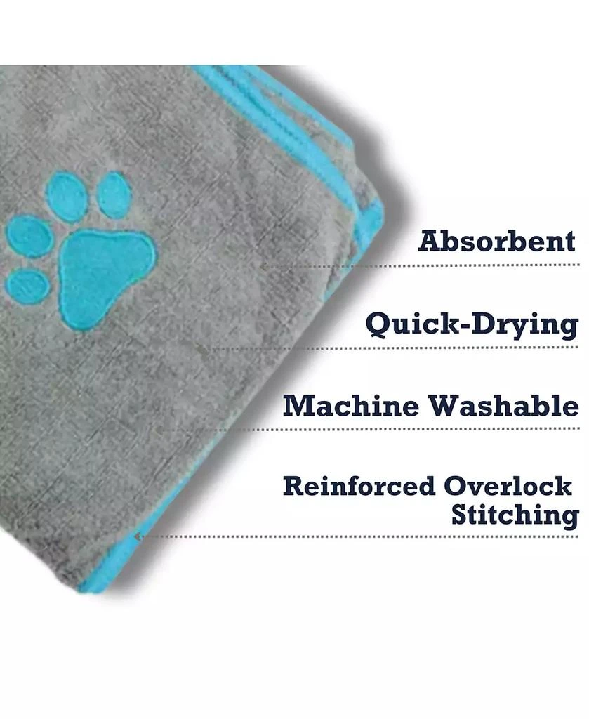 Country Living Gray 
Teal Microfiber Dog Bath Towel – Quick-Drying, Absorbent, 
Machine Washable for All Dog Sizes, Embroidered Paw Print – 4
