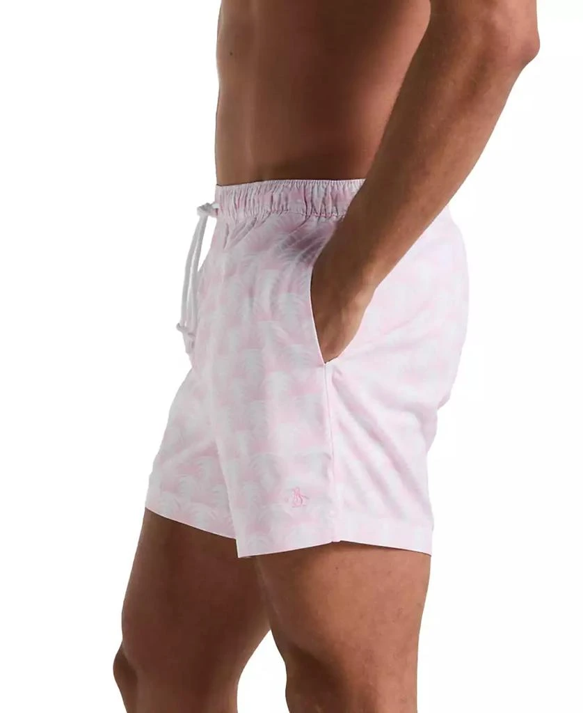 Original Penguin Men
s Slim Fit Geo Palm Print Drawstring 5" Swim Trunks 3