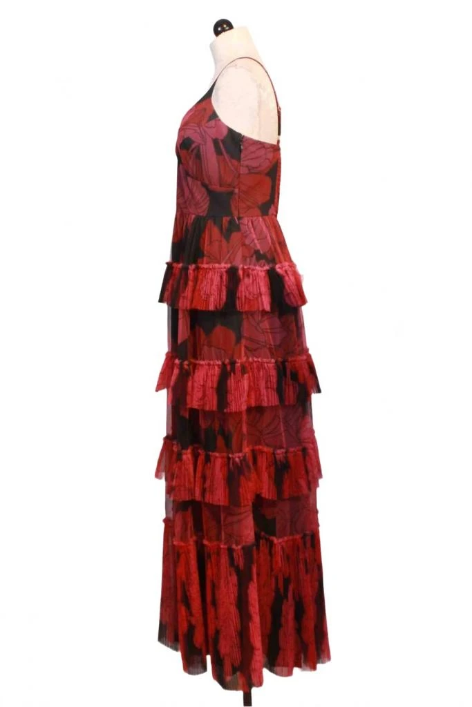 Hutch Freya Sleeveless Mesh Tiered Maxi Gown In Pink Floral 4