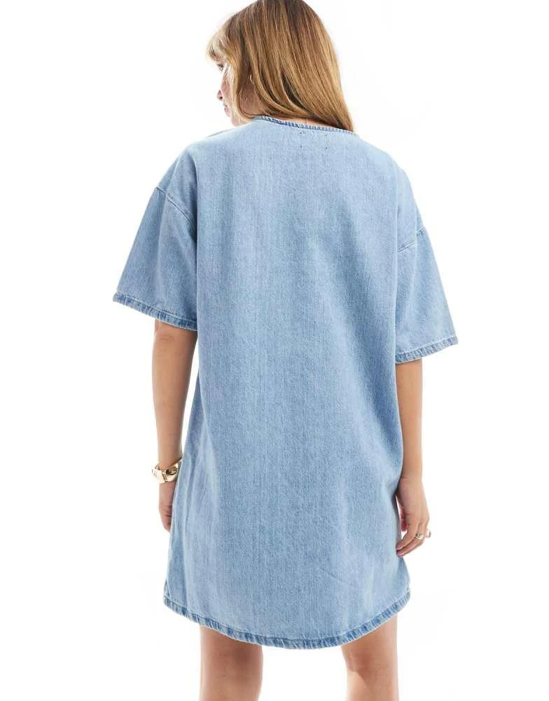 ASOS ASOS DESIGN denim t-shirt dress in midwash blue 4