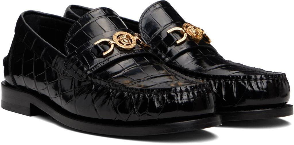 Versace Black Croc-Effect Medusa 
95 Loafers 4