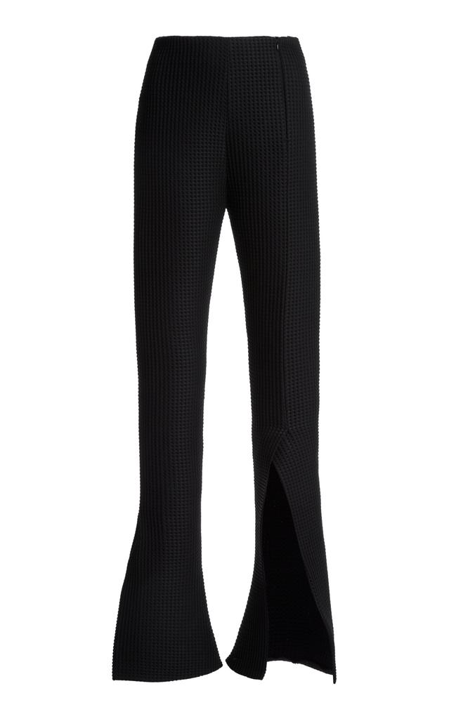 A.W.A.K.E. MODE A.W.A.K.E. MODE - Asymmetric Slit-Detailed Waffle Knit Pants - Black - FR 36 - Moda Operandi