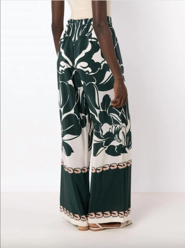 Adriana Degreas Spray Of Flower Wide-Leg Pant In Dark Green 3