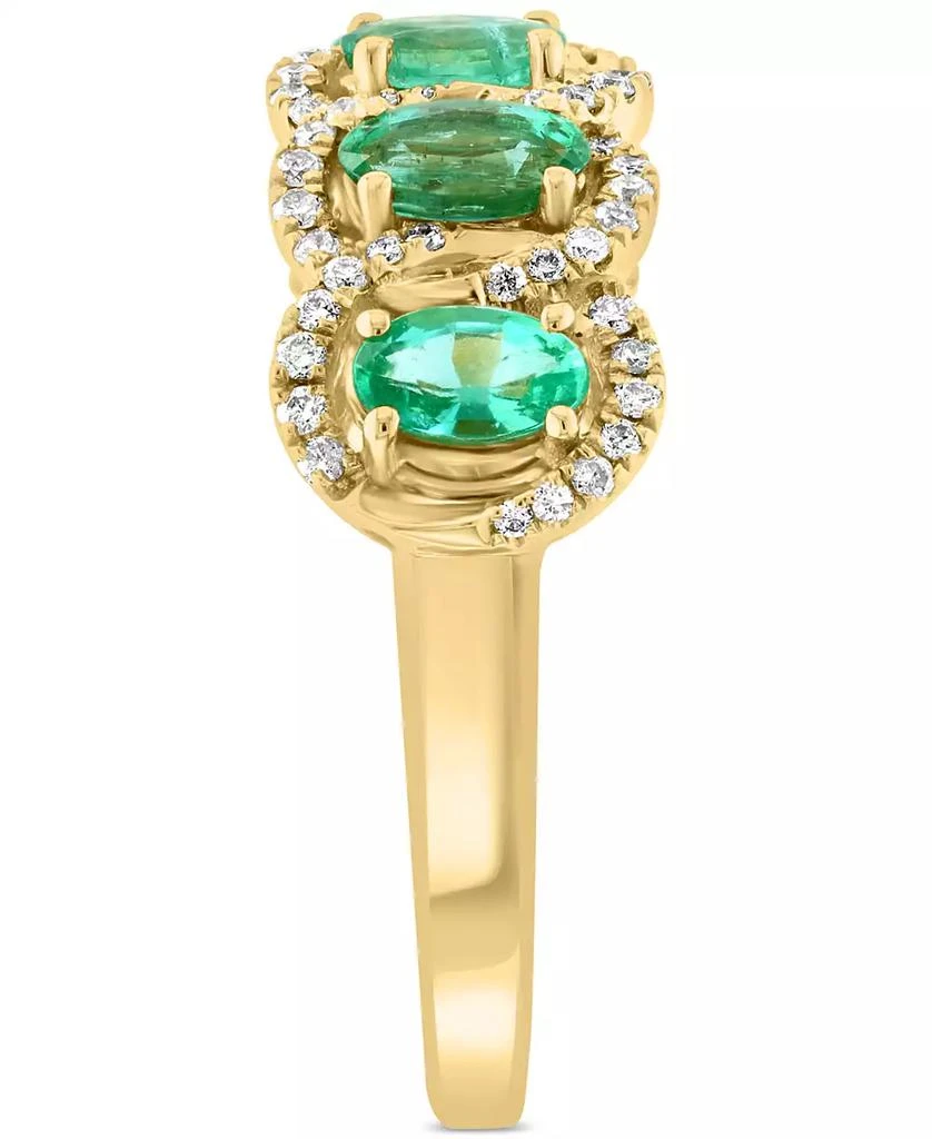 Effy EFFY® Emerald (1-1/20 ct. t.w.) 
Diamond (1/4 ct. t.w.) Five Stone Halo Ring in 14k Gold 4
