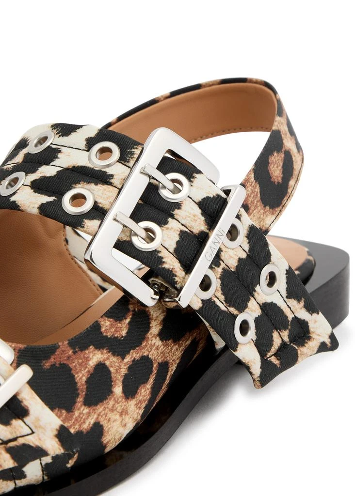 Ganni Buckle Ballerina leopard-print nylon slingback flats 4
