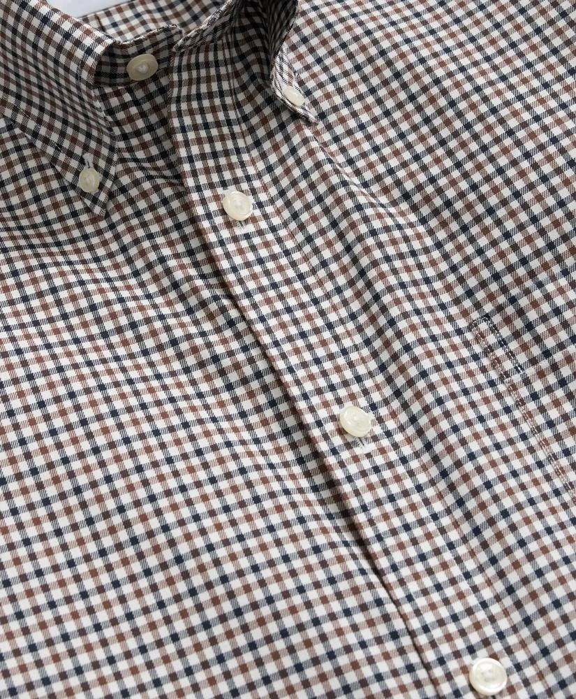 Brooks Brothers Stretch Supima® Cotton Non-Iron Twill Polo Button Down Collar Checked Shirt 2