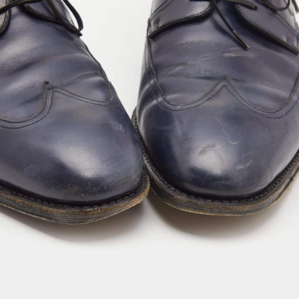Salvatore Ferragamo Salvatore Ferragamo Navy Blue Brogue Leather Lace Up Derby Size 44.5 8