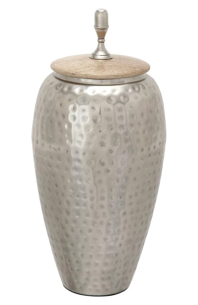 VIVIAN LUNE HOME Silvertone Metal Contemporary Decorative Jar