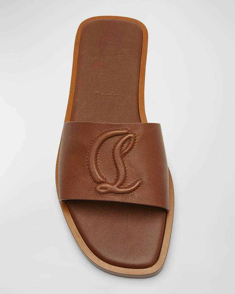 Christian Louboutin Leather Logo Red Sole Slide Sandals 5