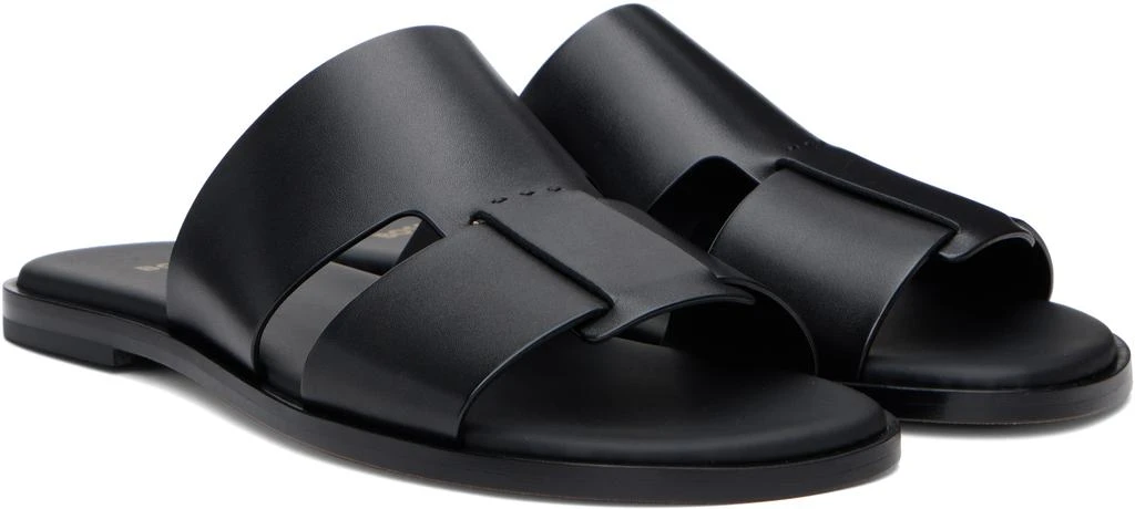Hugo Boss Black Buffed Leather Sandals 4