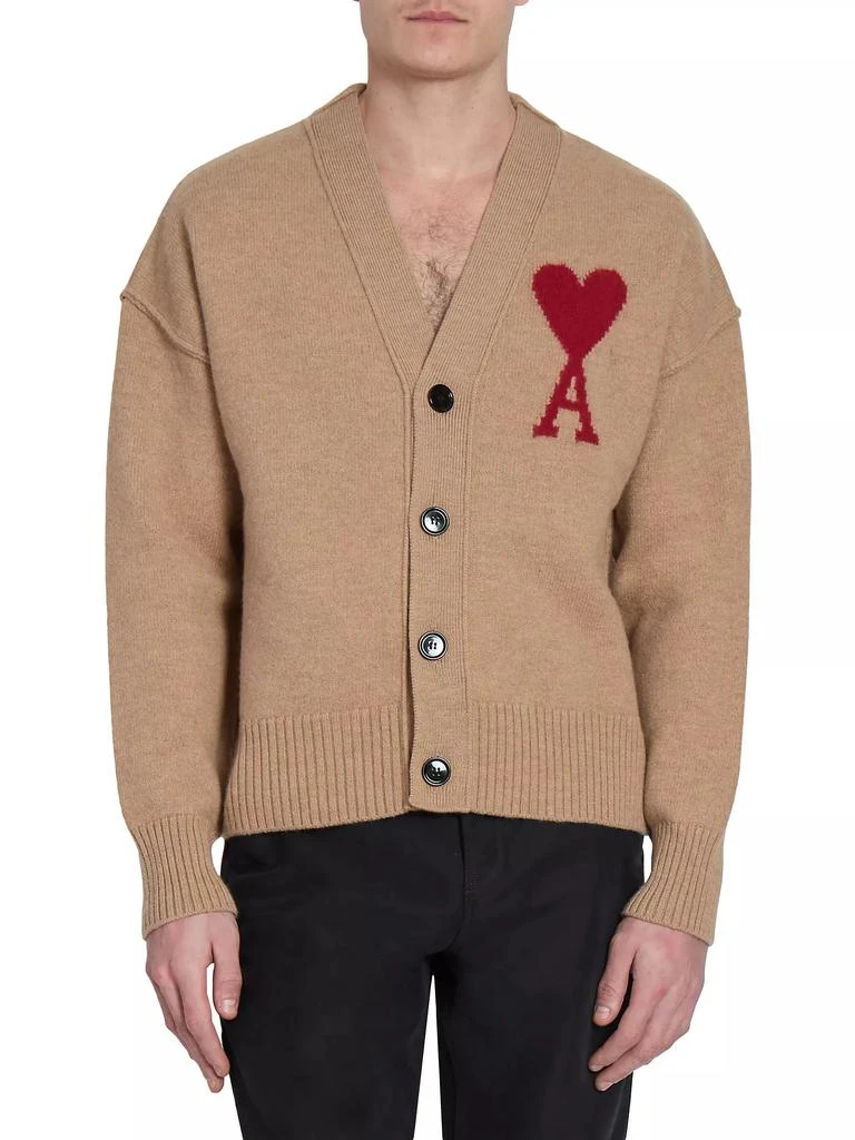 AMI ADC Logo Wool Cardigan 2
