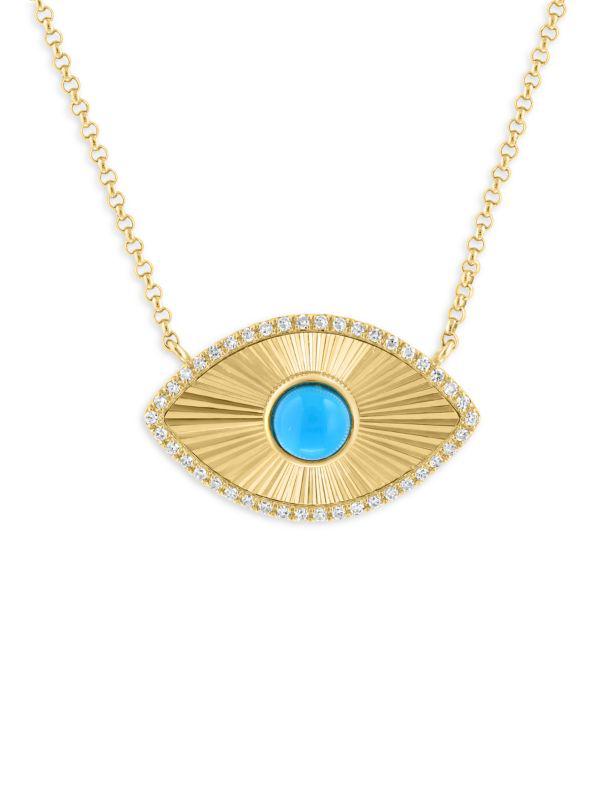 Effy 14K Yellow Gold, Turquoise & Diamond Necklace