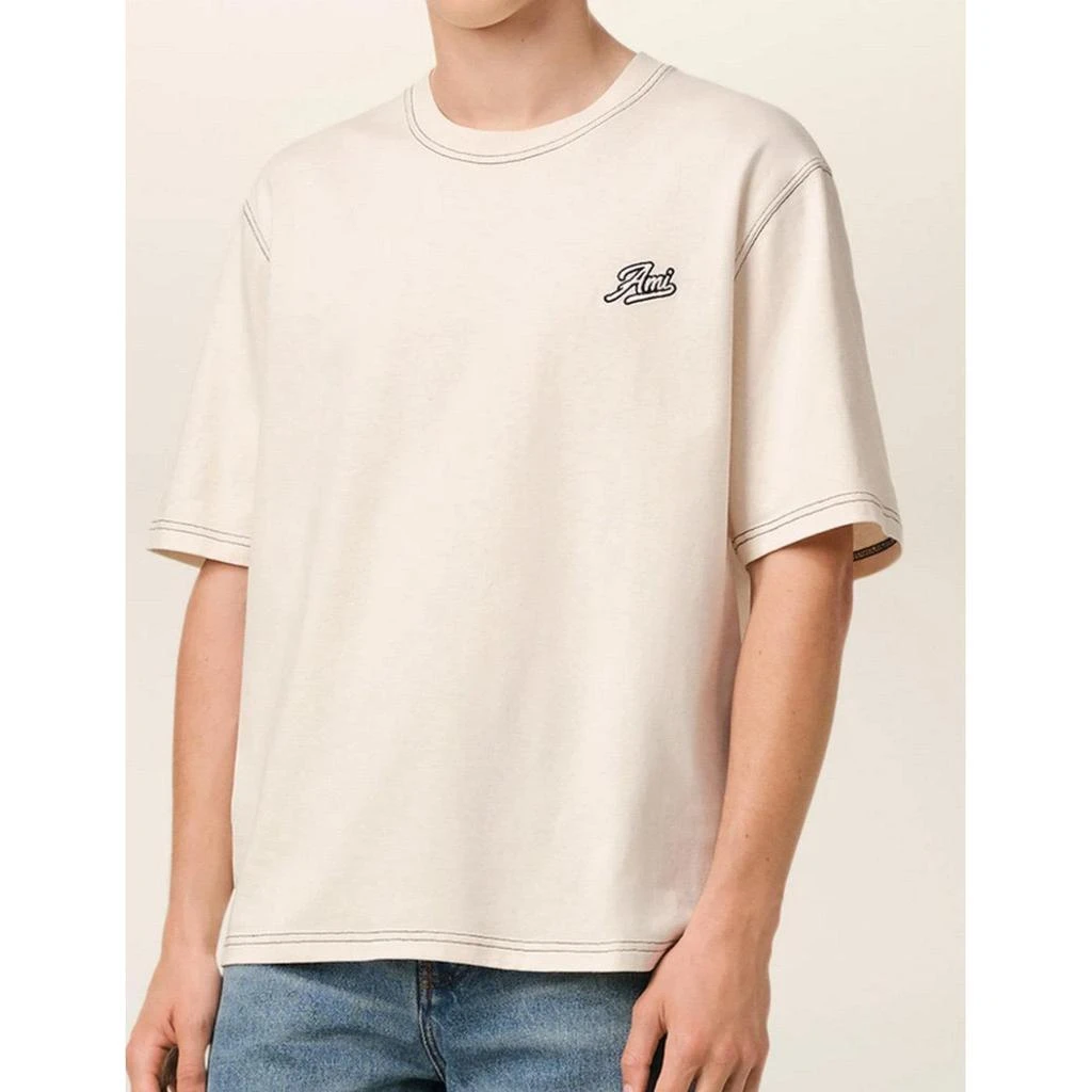 预计3周后发货 Must Have De L’Automne Ami Paris - T-Shirt Signature Ami En Coton - White Cream 1