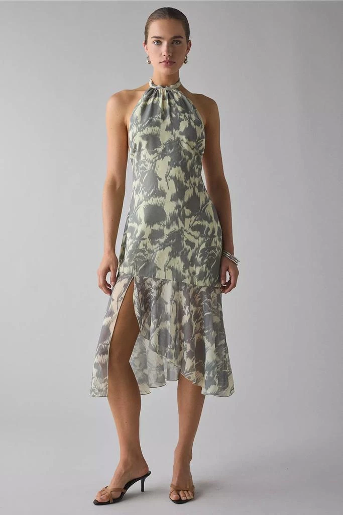 knee length dresses for ladies Vilinia Midi Dress in Pretty Petal Flock Black , Floral , V Neck main image 0