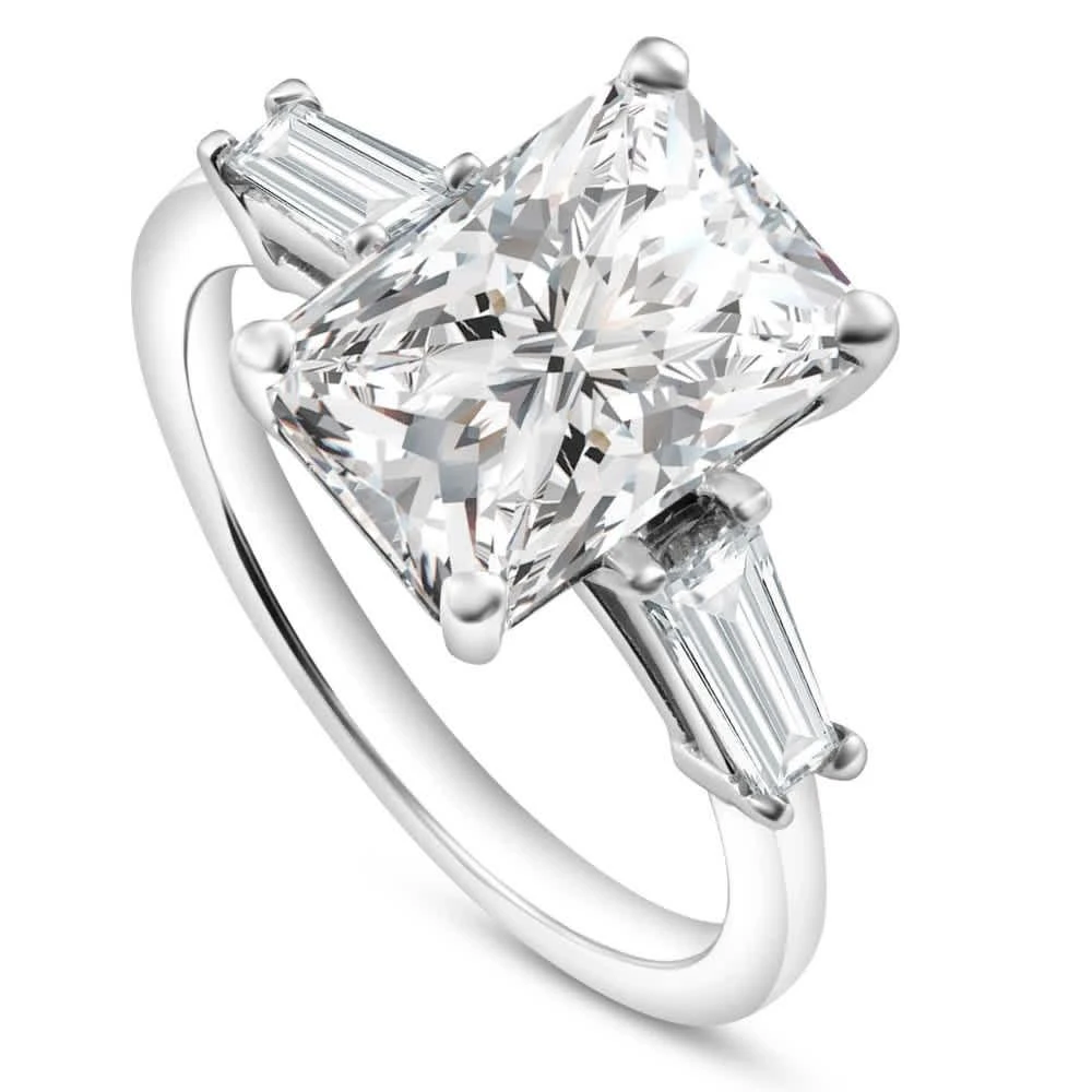 Pompeii3 Certified 4.75Ct Radiant Cut Baguette Diamond Engagement Ring 14k Gold Lab Grown 2