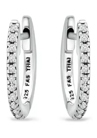 Belk
Co. 1/8 ct. t.w. Diamond Pavé Huggie Hoop Earrings in Sterling Silver