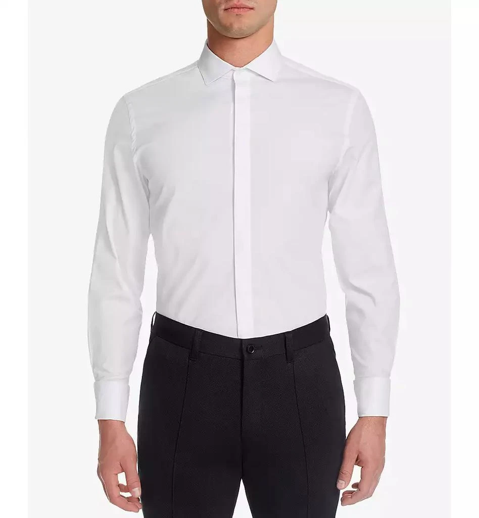 MICHELSONS OF LONDON Men's Classic/Regular Fit Stretch Solid French Cuff Tuxedo Shirt 4