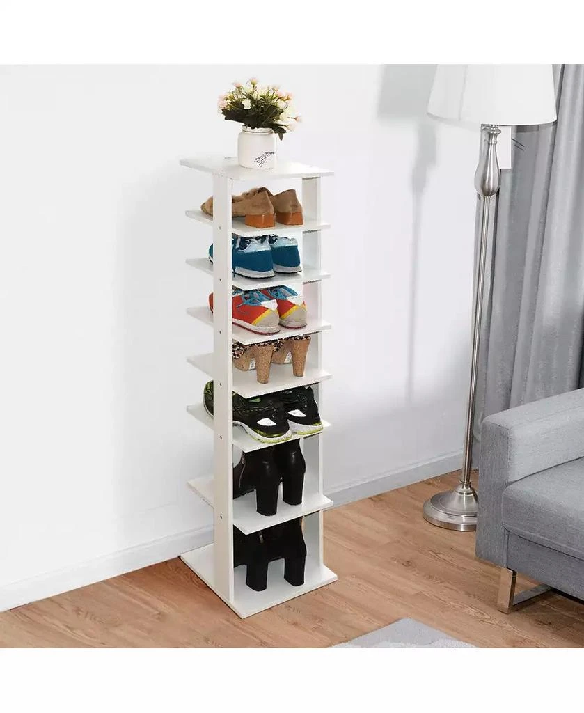 Costway Wooden Shoes Storage Stand 7 Tiers Shoe Rack Organizer Multi-shoe Rack Shoebox 3