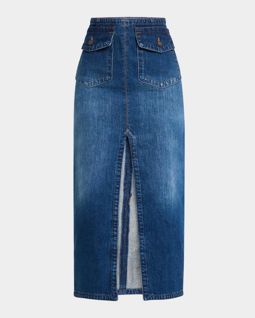 Chloé Front-Pockets Denim Midi Skirt 1