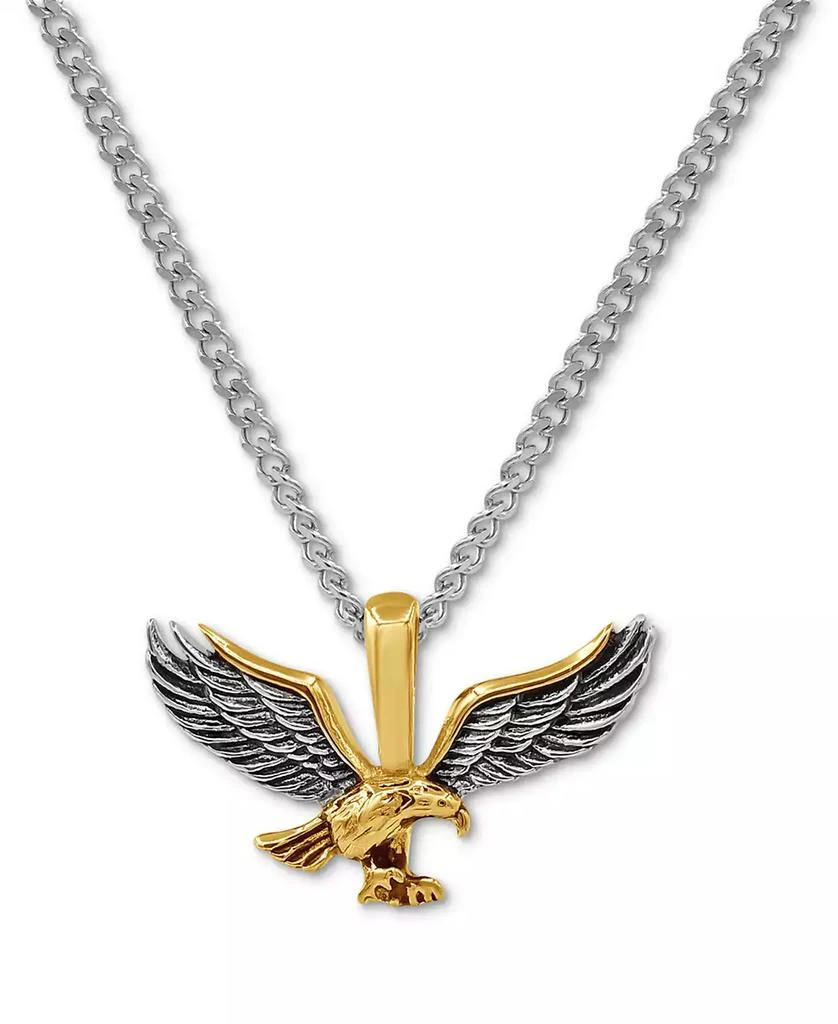 Macy's Men's Two-Tone Eagle 24" Pendant Necklace in Stainless Steel & Yellow Ion-Plate 1