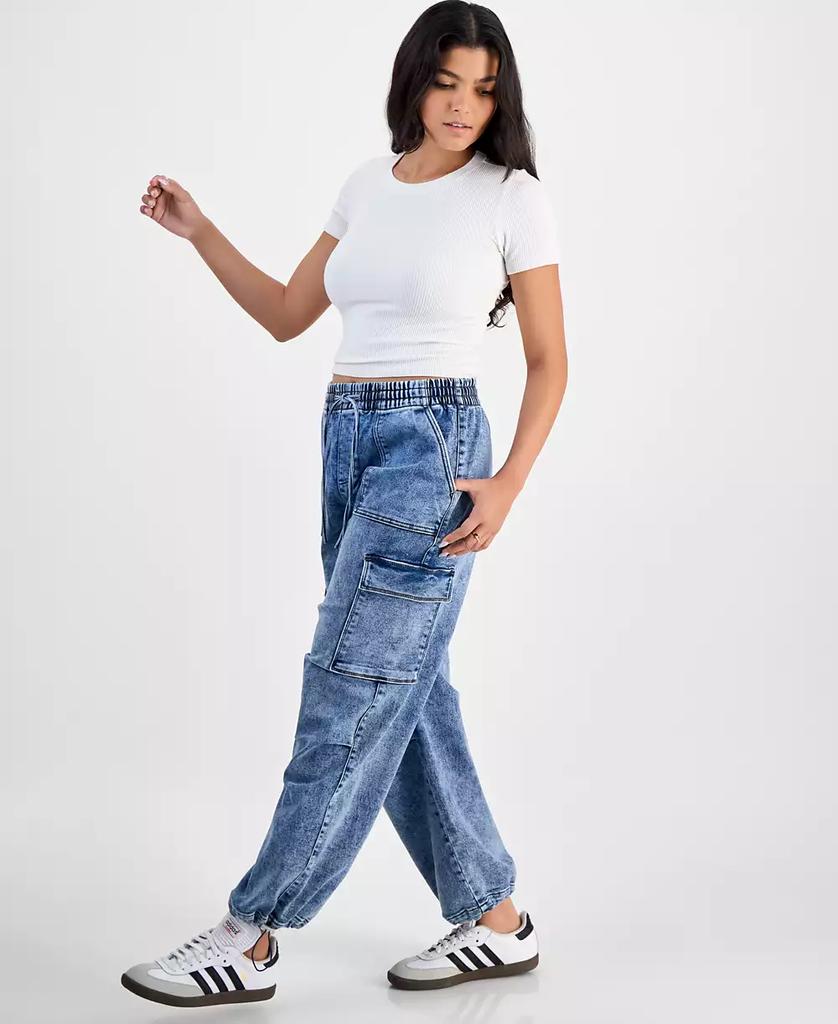 Vanilla Star Juniors' High-Rise Drawstring-Waist Cargo Pants