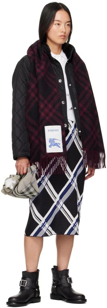 Burberry Black Check Cashmere Scarf 4
