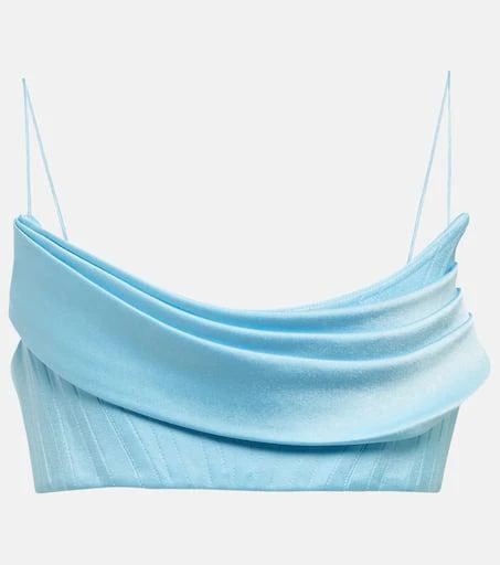 Alex Perry Carva satin crêpe crop top 1